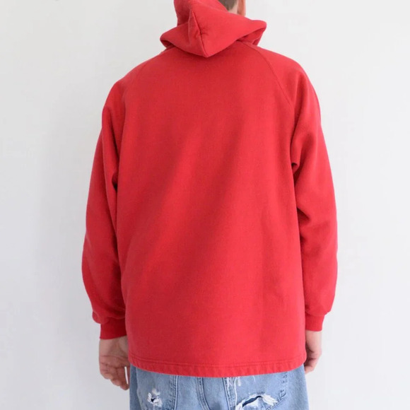 Vintage 90S Lee Authentic Apparel Red Cotton Blend Blank Pull Over Sweatshirt XL - Picture 2 of 10